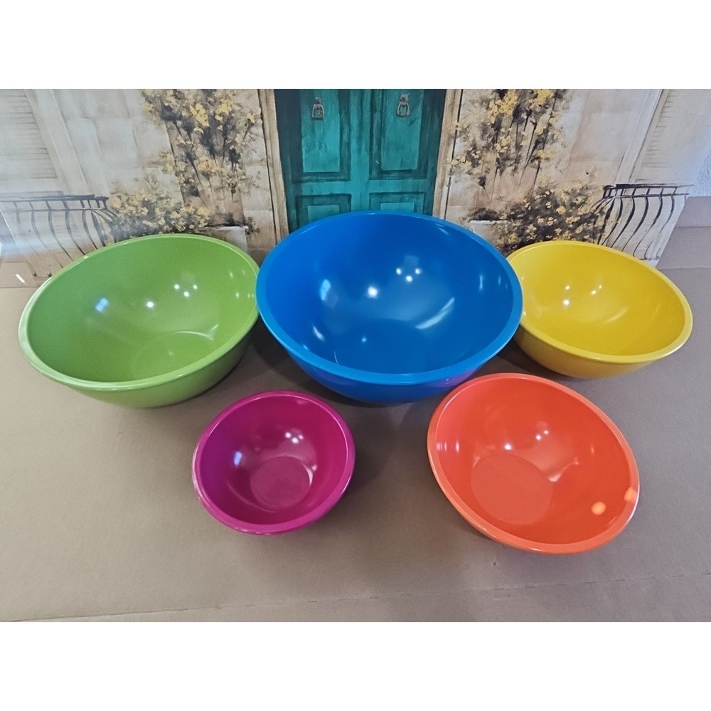 Set of 5 ZAK! Designs Melamine Colorful Nesting Bowls